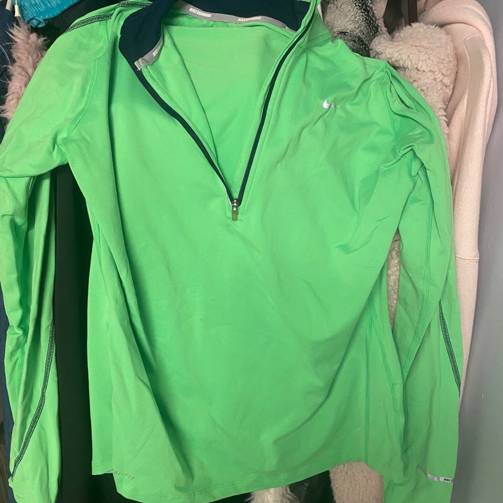 NIKE lime green quarter zip size M